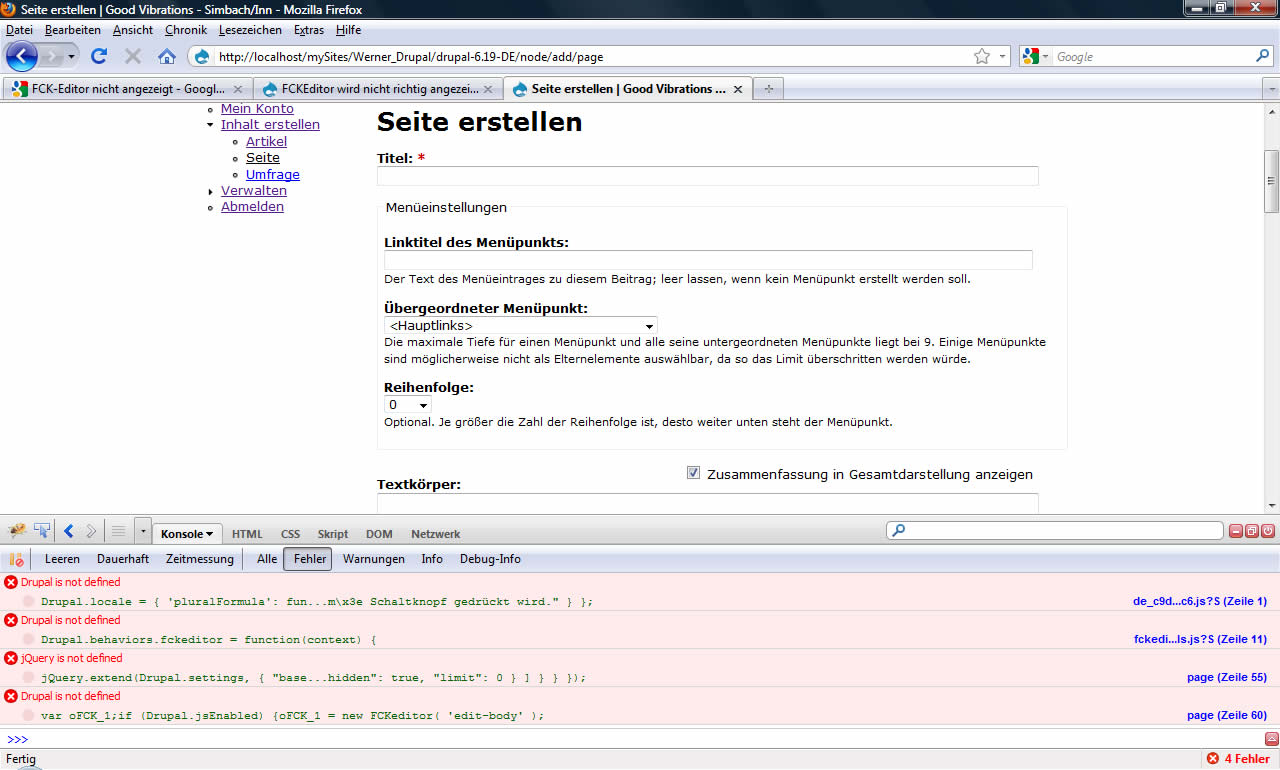 Screenhot zu FCKEditor Problem